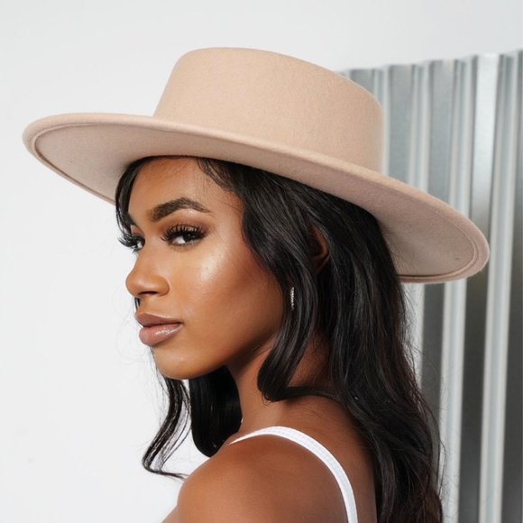 Bone Wide Brim Fedora Boater Hat